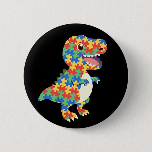 Badge Rond 5 Cm Sensibilisation sur l'autisme Dinosaures (Devant)
