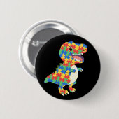 Badge Rond 5 Cm Sensibilisation sur l'autisme Dinosaures (Devant & derrière)