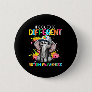 Badge Rond 5 Cm Sensibilisation sur l'autisme Elephant Flower Il E