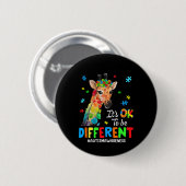 Badge Rond 5 Cm Sensibilisation sur l'autisme Giraffe Femme Son Ok (Devant & derrière)