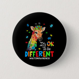 Badge Rond 5 Cm Sensibilisation sur l'autisme Giraffe Femme Son Ok