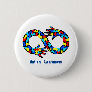 Badge Rond 5 Cm Sensibilisation sur l'autisme Jigsaw Puzzle Infini