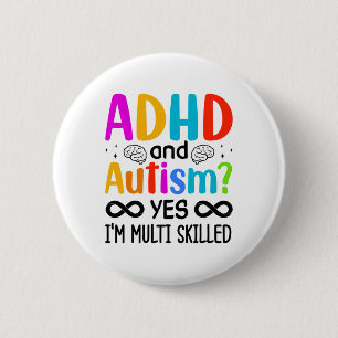Badge Rond 5 Cm Sensibilisation sur l'autisme Neurodivergent Audhd