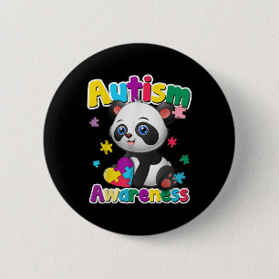 Badge Rond 5 Cm Sensibilisation sur l'autisme Panda Puzzle Pièces 