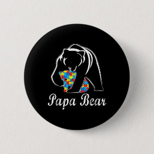 Badge Rond 5 Cm Sensibilisation sur l'autisme Papa Support Ours Ad