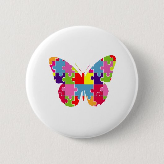Badge Rond 5 Cm Sensibilisation sur l'autisme papillon Extraordina (Devant)