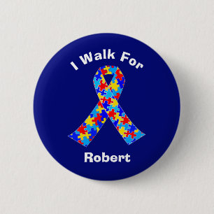Badge Rond 5 Cm Sensibilisation sur l'autisme Ruban sur mesure col