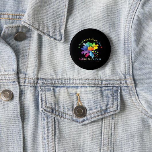 Badge Rond 5 Cm Sensibilisation sur l'autisme Sunflower Accepter C (En situation)