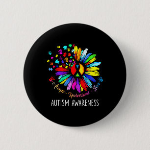 Badge Rond 5 Cm Sensibilisation sur l'autisme Sunflower Accepter C