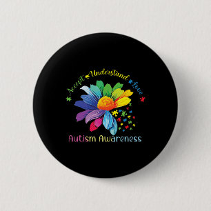 Badge Rond 5 Cm Sensibilisation sur l'autisme Sunflower Accepter C