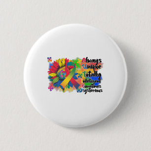 Badge Rond 5 Cm Sensibilisation sur l'autisme Sunflower Shirt Auti