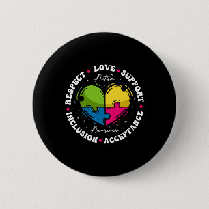 Badge Rond 5 Cm Sensibilisation sur l'autisme super Respect Amour 