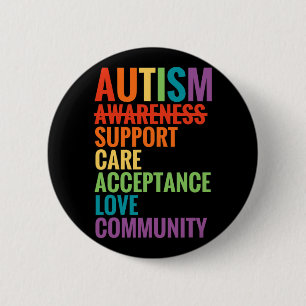 Badge Rond 5 Cm Sensibilisation sur l'autisme Support Soins Accept