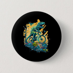 Badge Rond 5 Cm Sentier de vélo tout terrain T-rex Vélo Tyrannosa