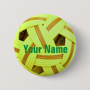 Badge Rond 5 Cm Sepak Takraw ball Yellow Sports