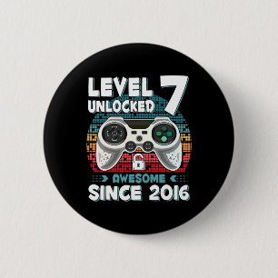 Badge Rond 5 Cm Sept 7ans Anniversaire Fils Garçon Drôle Gamer 7èm