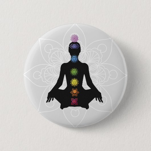 Badge Rond 5 Cm Sept chakras silhouette (Devant)