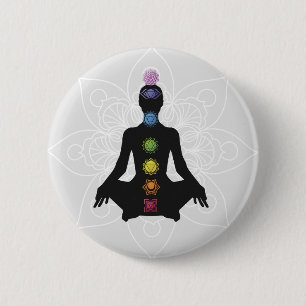 Badge Rond 5 Cm Sept chakras silhouette