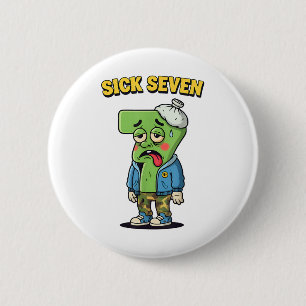 Badge Rond 5 Cm Sept malades Mème drôle Tendance 6 7 Costume d'Hal