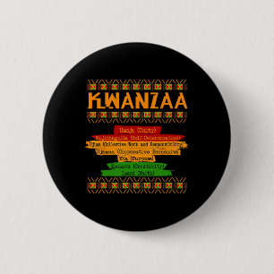 Badge Rond 5 Cm Sept Principes De Kwanzaa Fier Africain-Américain