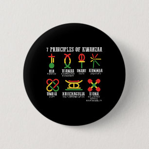 Badge Rond 5 Cm Sept Principes De Kwanzaa Fier Africain-Américain
