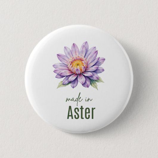 Badge Rond 5 Cm September Aster Birth Flower Flat Thank You (Devant)