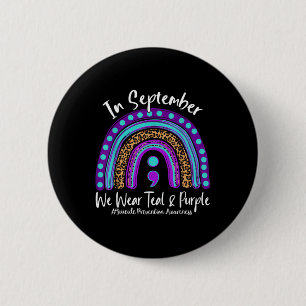 Badge Rond 5 Cm Septembre Nous Portons Turquoise & Purple Suic