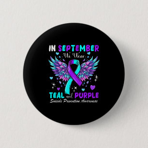 Badge Rond 5 Cm Septembre Porter Turquoise Et Violet Suicide Préve