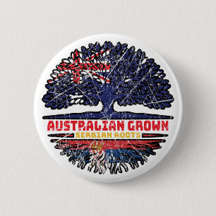 Badge Rond 5 Cm Serbie Serbe Australie racine des arbres