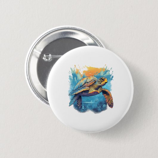 Badge Rond 5 Cm Serene Underwater Turtle Copy (Devant & derrière)