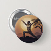 Badge Rond 5 Cm Serene Yoga Pose Outline Bouton Design (Devant & derrière)