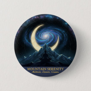 Badge Rond 5 Cm Sérénité Montagnarde Méditation Cosmique, Croissan