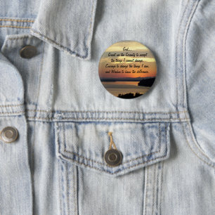 Badge Rond 5 Cm Serenity Prière Orange Seascape Sunset Photo
