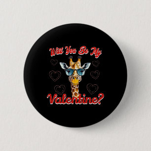 Badge Rond 5 Cm Serez-vous ma Saint-Valentin drôle de girafe de la