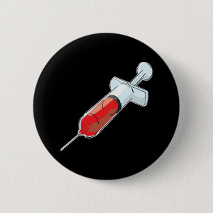 Badge Rond 5 Cm Seringue sanglante