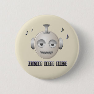 Badge Rond 5 Cm Serious Robot Music - bouton