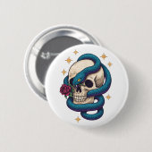 Badge Rond 5 Cm Serpent Crâne (Devant & derrière)