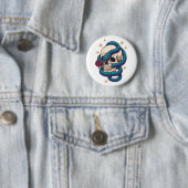 Badge Rond 5 Cm Serpent Crâne (En situation)