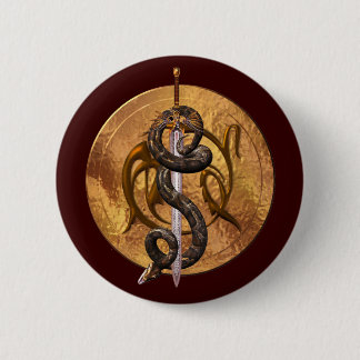 Badge Rond 5 Cm Serpent sur une épée