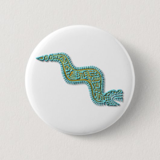 Badge Rond 5 Cm Serpent-turquoise et or maya (Devant)