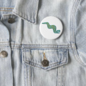 Badge Rond 5 Cm Serpent-turquoise et or maya (En situation)