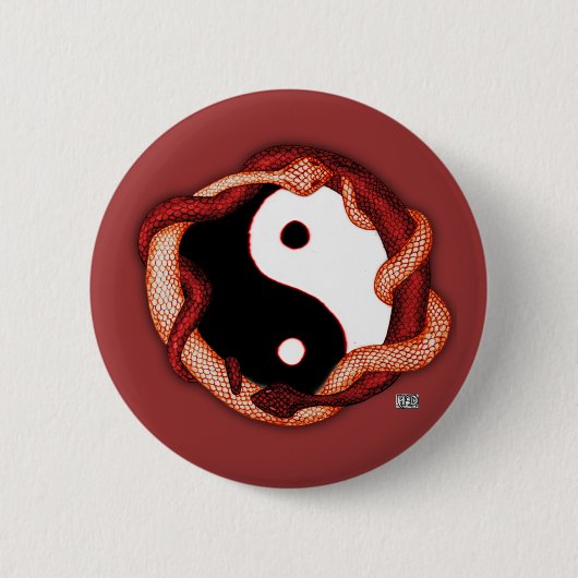 Badge Rond 5 Cm Serpents double (rouge) (Devant)