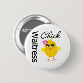 Badge Rond 5 Cm Serveuse Poussin (Devant & derrière)