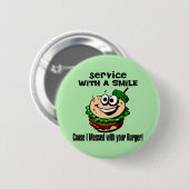 Badge Rond 5 Cm Service Avec Sourire (Devant & derrière)