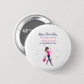 Badge Rond 5 Cm Service de femme de ménage tendance (Devant & derrière)