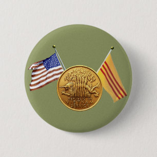 Badge Rond 5 Cm Service de RVN avec l'autocollant vert de drapeaux