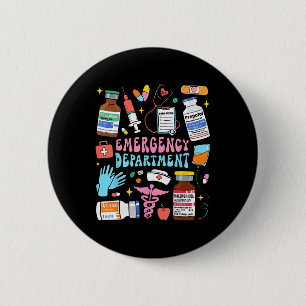 Badge Rond 5 Cm Service d'urgence Rétro Salle d'urgence Er Ed Nu
