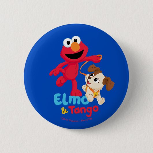 Badge Rond 5 Cm Sesame Street | Elmo & Tango en course (Devant)