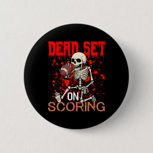 Badge Rond 5 Cm Set On Scort Squelette Football Joueur Halloween