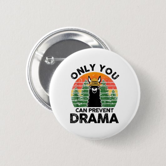 Badge Rond 5 Cm Seul Vous Pouvez Empêcher Drama Llama Camping Vint (Devant & derrière)
